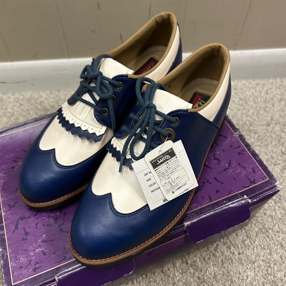 Honma Golf Shoes Women's 7.5 US 23.5 Japan White Blue Leather New in Box‎